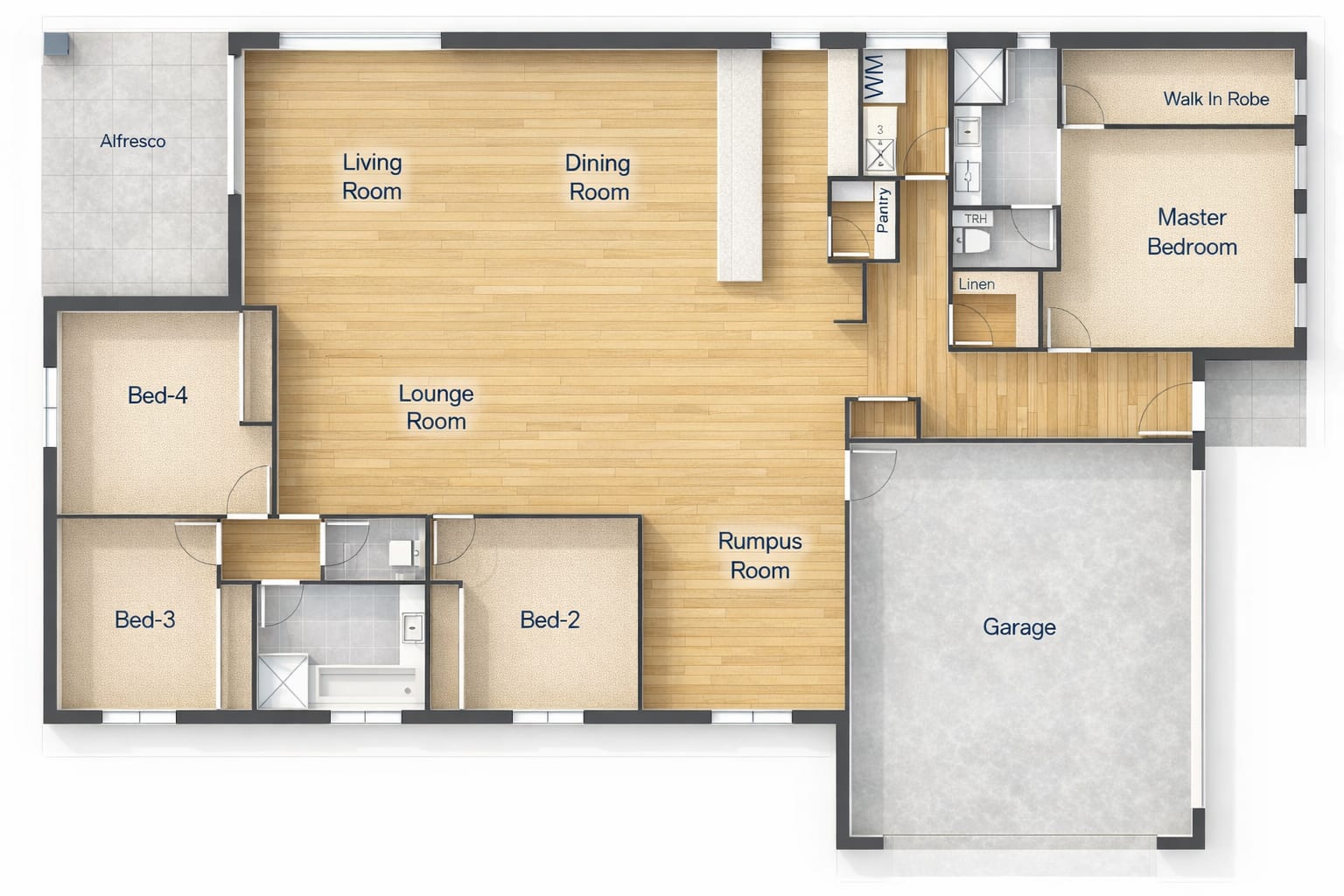 Artists Impression — working drawing to colourised plan — after