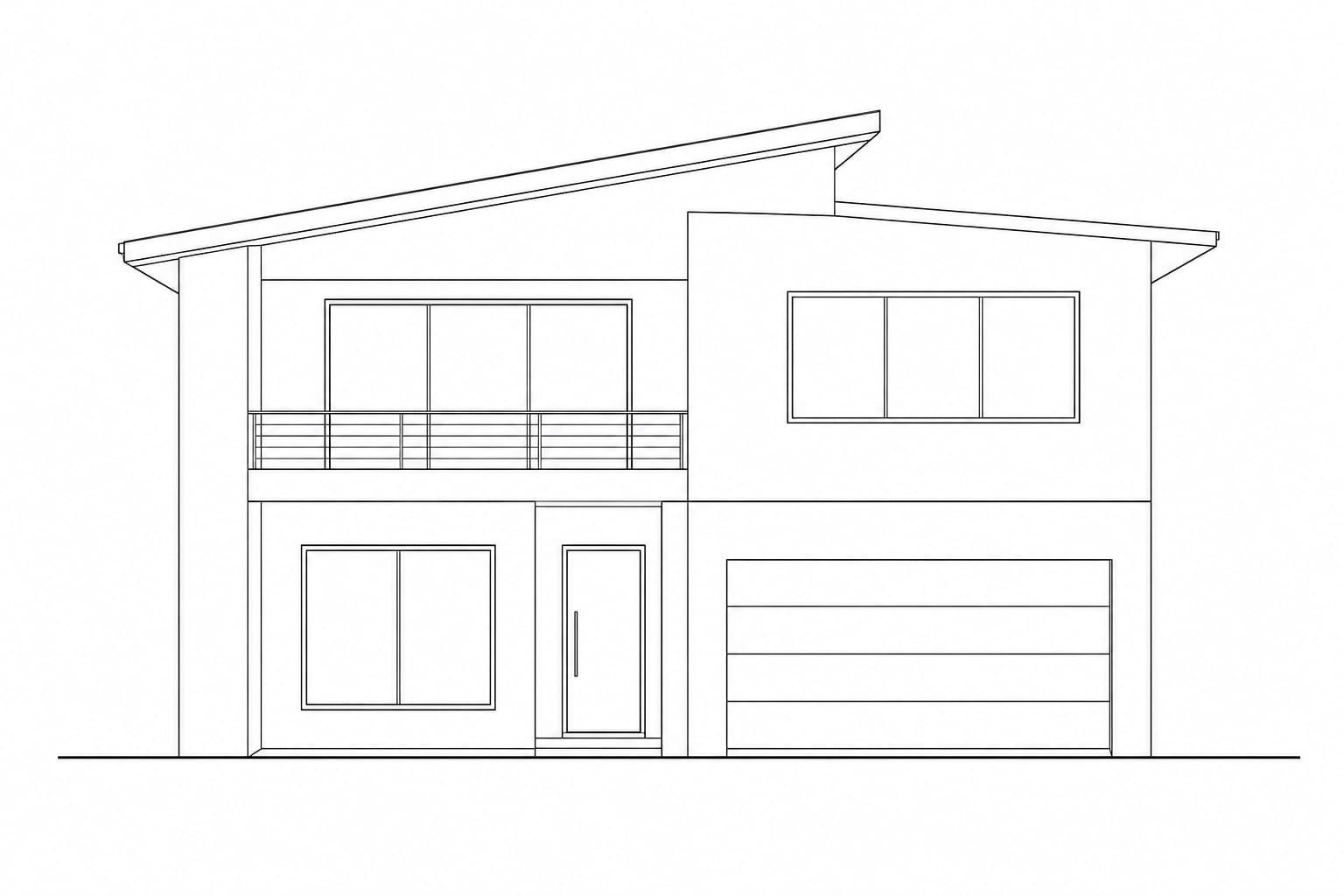 Photorealistic — line elevation to street-level hero render — original working drawing